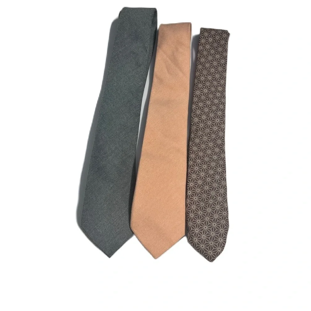 Tied boys Tie bundle of 3 spring peach gray pattern